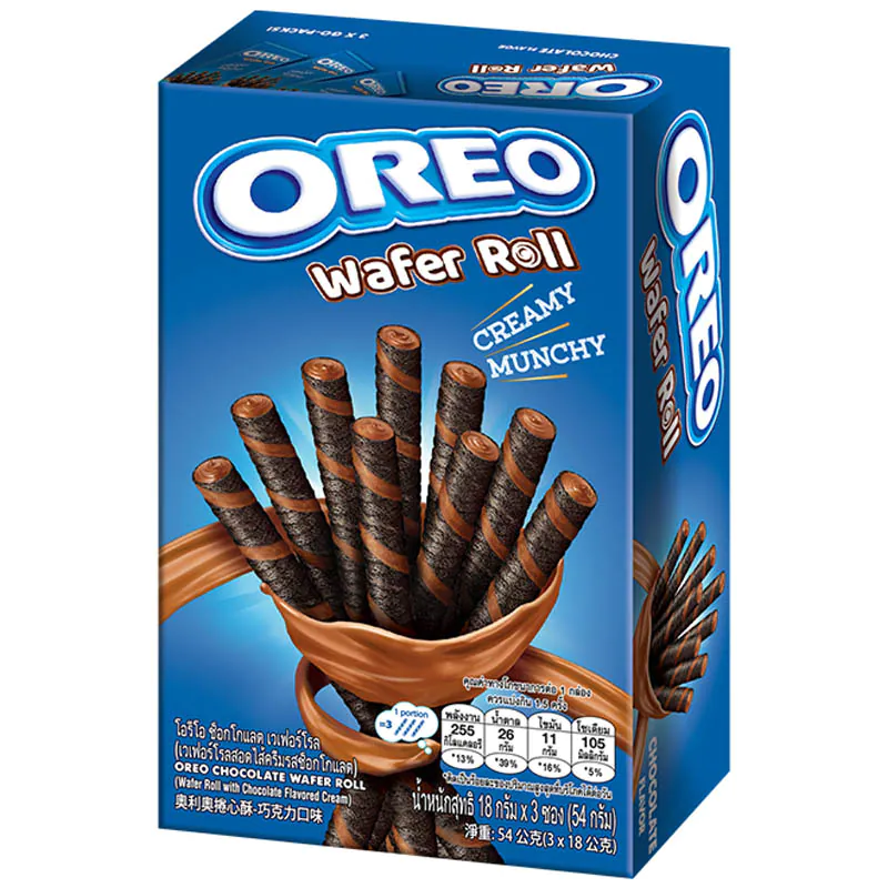 Oreo Wafer Roll Variety Pack – Chocolate, Strawberry, Vanilla – 54g x 3 | Crispy Creamy Snack Set