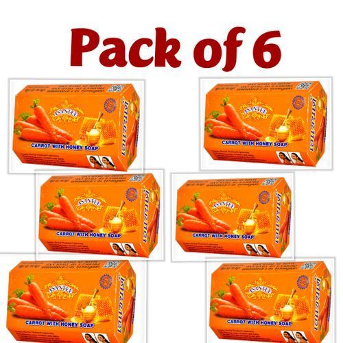 Asantee Carrot & Honey Herbal Soap – Skin Brightening, Anti-Acne & Moisturizing – 6 Bars x 125g – Thai Natural Skincare