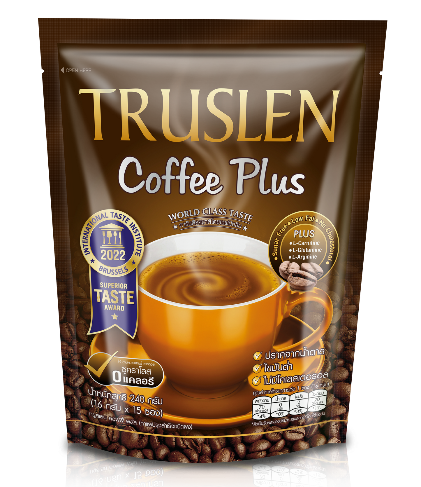 Truslen Coffee Plus – Thai Instant Coffee Mix with Collagen & Fiber | 2 Packs × 16 Sachets