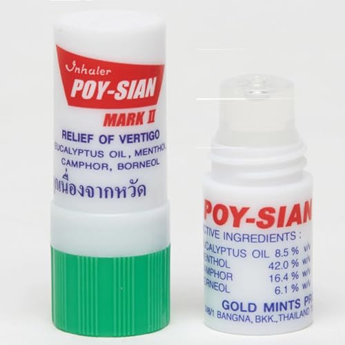 Poy Sian Mark II Herbal Nasal Inhaler – Natural Thai Decongestant – 2 Packs of 6 (12 Inhalers Total)