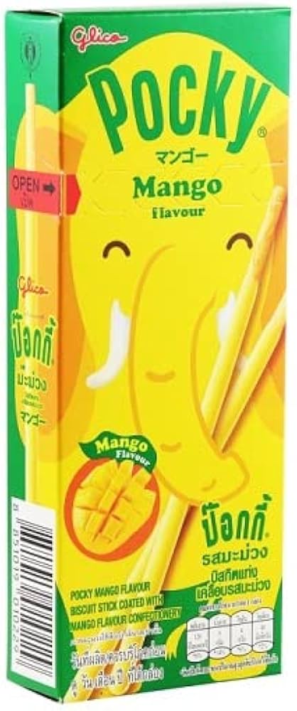 Glico Pocky Mango Flavour – Creamy Mango Coated Biscuit Sticks | 10 Packs | Exotic Japanese Snack Delight