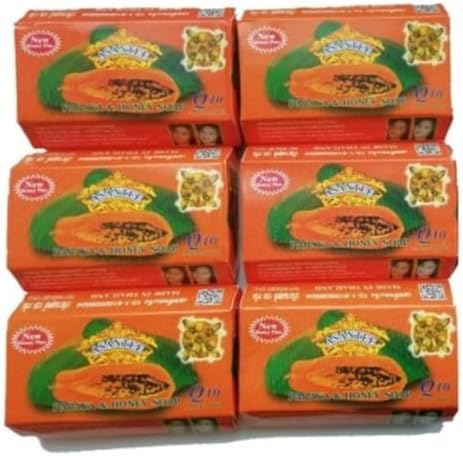 Asantee Papaya & Honey Soap – 6-Pack (6 x 125g) Natural Exfoliating & Hydrating Bar for Brighter Skin