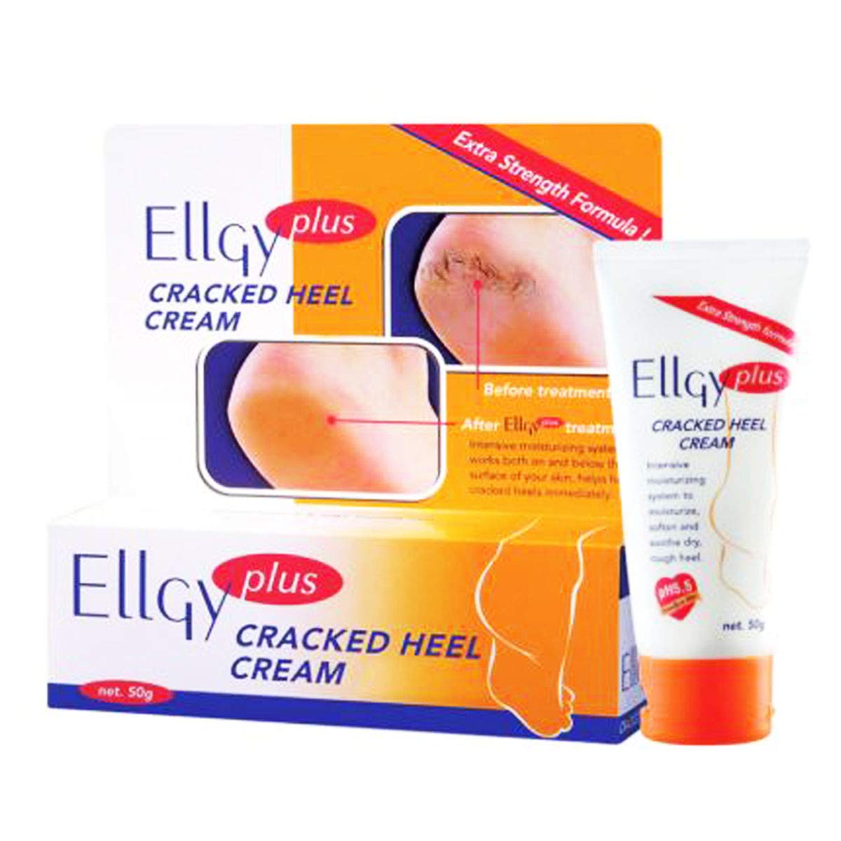Ellgy Plus Cracked Heels Cream – Intensive Repair for Dry, Rough Feet – 50g x 2 Packs