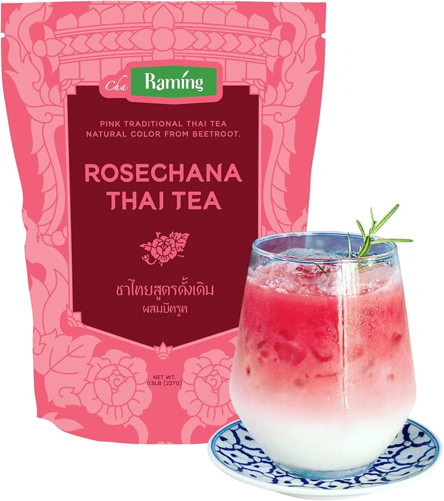 Raming Rosechana Thai Tea Mix – 2 Packs (250g Each) | Premium Rose-Flavored Thai Black Tea for Iced & Hot Milk Tea