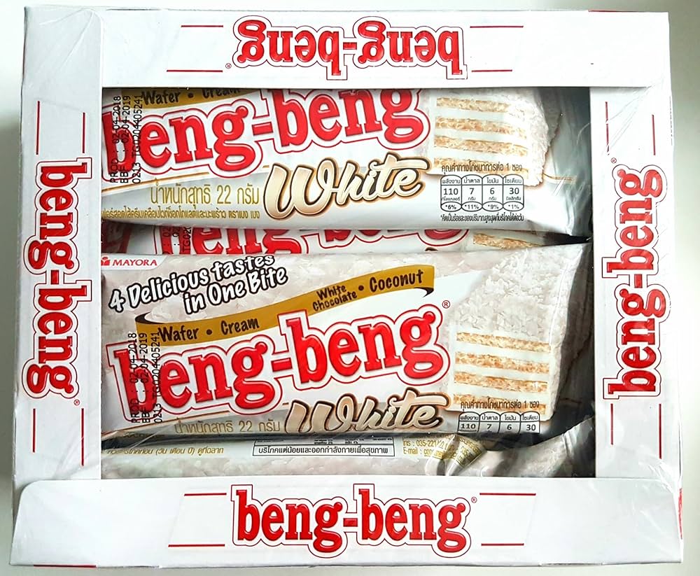 Beng Beng White Chocolate Wafer Bars β 24 Pieces (2 Packs x 12) | Crispy Caramel & Milk Cream Snack