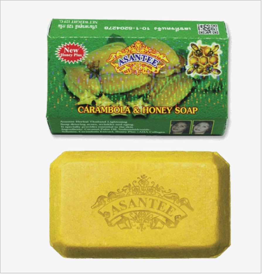 Asantee Carambola & Honey Herbal Soap – Brightening, Anti-Acne & Exfoliating – 6 Bars x 125g – Thai Natural Skincare