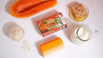 Asantee Papaya & Rice Milk Herbal Soap – Skin Brightening, Exfoliating & Moisturizing – 6 Bars x 125g – Thai Natural Whitening Soap