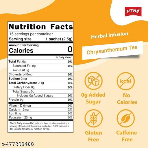Fitne Chrysanthemum Herbal Infusion – Natural Detox Tea with Senna for Weight Loss & Digestion, 2 boxs x 30 sachets = 60 sachets