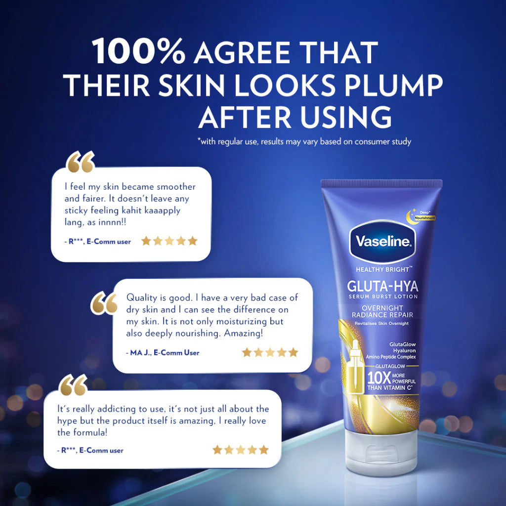 Vaseline Gluta Hya Serum Burst Lotion Overnight Radiance Repair – 2 x 300ml | Night Repair & Skin Brightening
