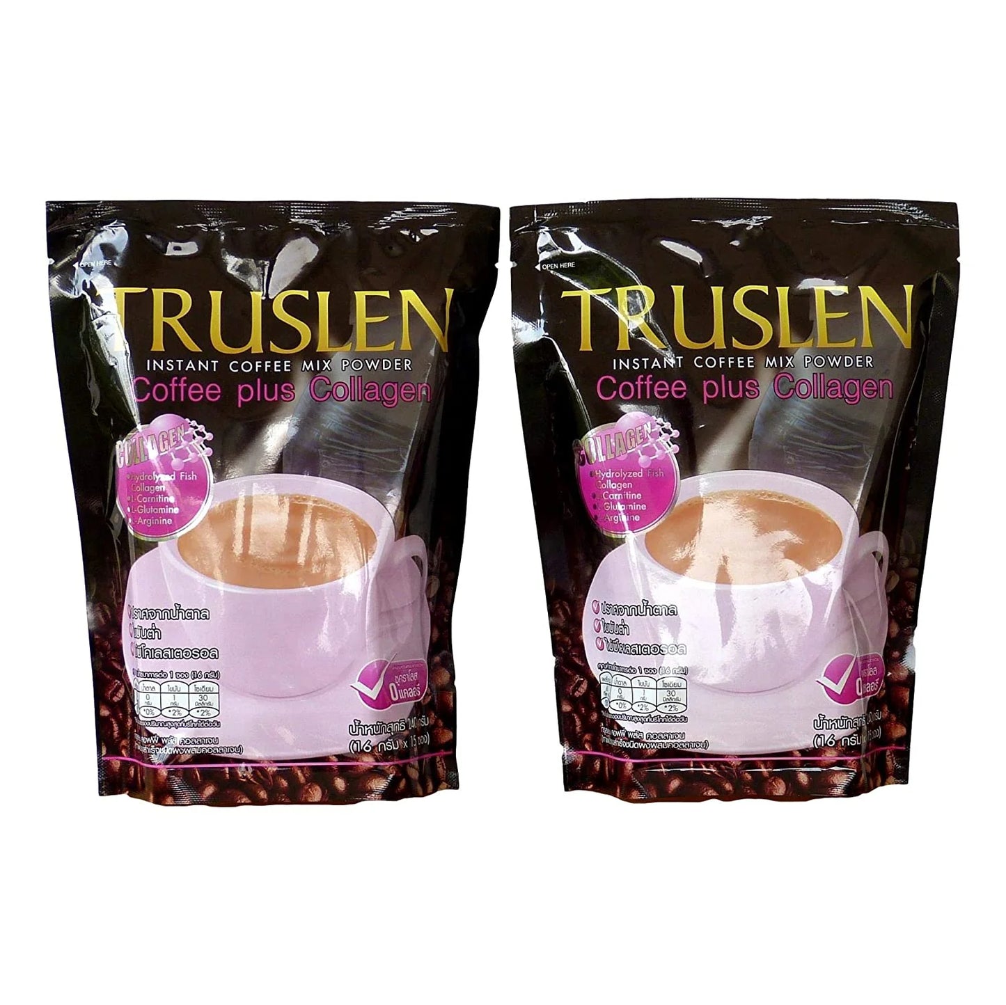 Truslen Coffee Plus Collagen – Thai Instant Coffee Mix with Collagen | 2 Packs × 16 Sachets