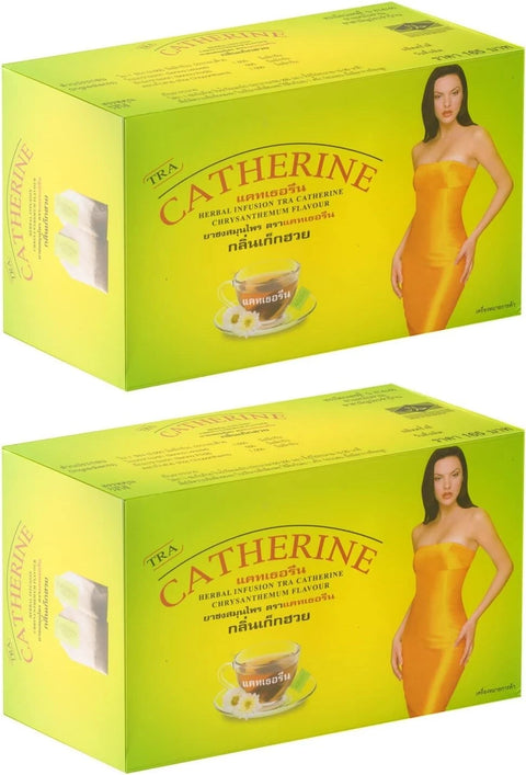 Catherine Detox & Slimming Herbal Tea – Natural Weight Balance & Daily Cleanse, 2 boxs + 1 Tea Spoon, , (64 Tea Bags)