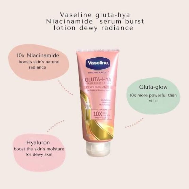 Vaseline Gluta-Hya Dewy Radiance Body Lotion – Brightening & Hydrating Formula – 2 x 300ml Packs