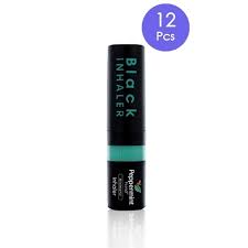 Peppermint Field Black Inhaler – Herbal Nasal Stick for Congestion & Refreshment – 6 Sticks x 2 Packs (12 Total)
