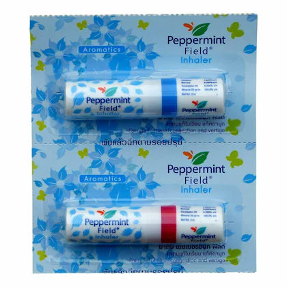 Peppermint Field Inhaler – Thai Herbal Nasal Stick with Essential Oils, 6 Sticks x 2 Packs (Total 12 Inhalers)