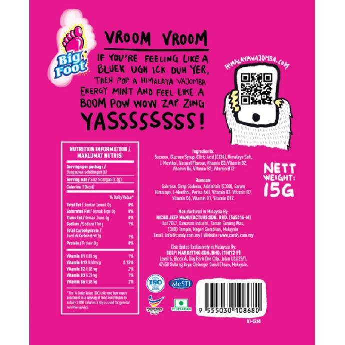 Big Foot Himalaya Vajomba ActiWoosh Mints – 12 Sachets per Pack, Set of 2 (Total 24 Sachets)