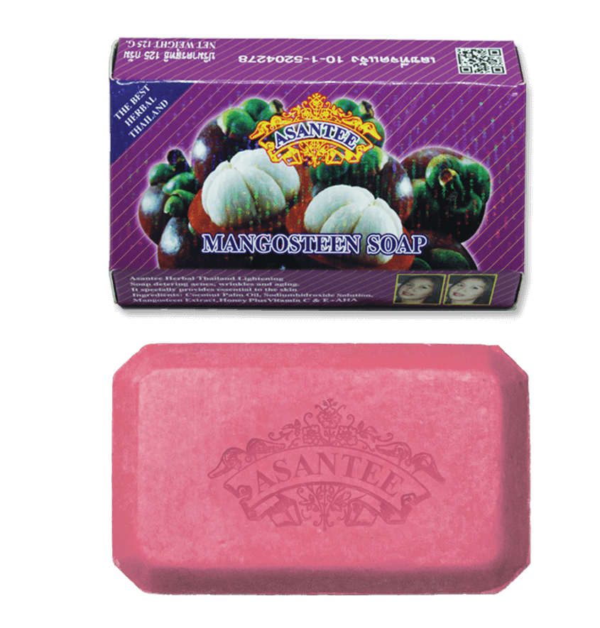 Asantee Mangosteen Herbal Soap – Antioxidant, Anti-Acne & Skin Brightening – 6 Bars x 125g – Thai Natural Skincare