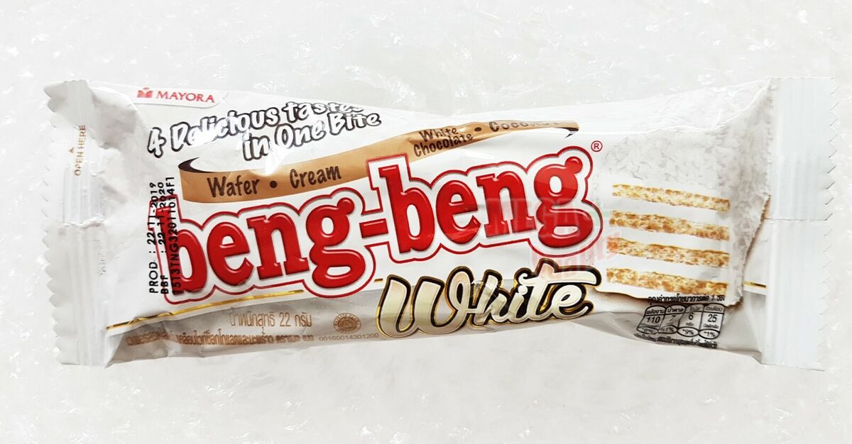 Beng Beng White Chocolate Wafer Bars β 24 Pieces (2 Packs x 12) | Crispy Caramel & Milk Cream Snack