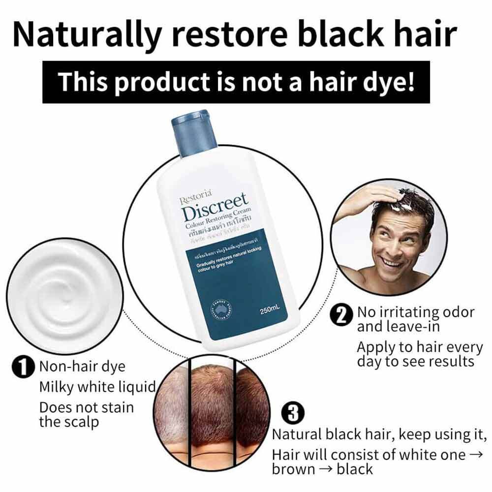 Restoria Discreet Hair Cream – Gradual Grey Blending & Natural-Looking Hair Color | 250ml
