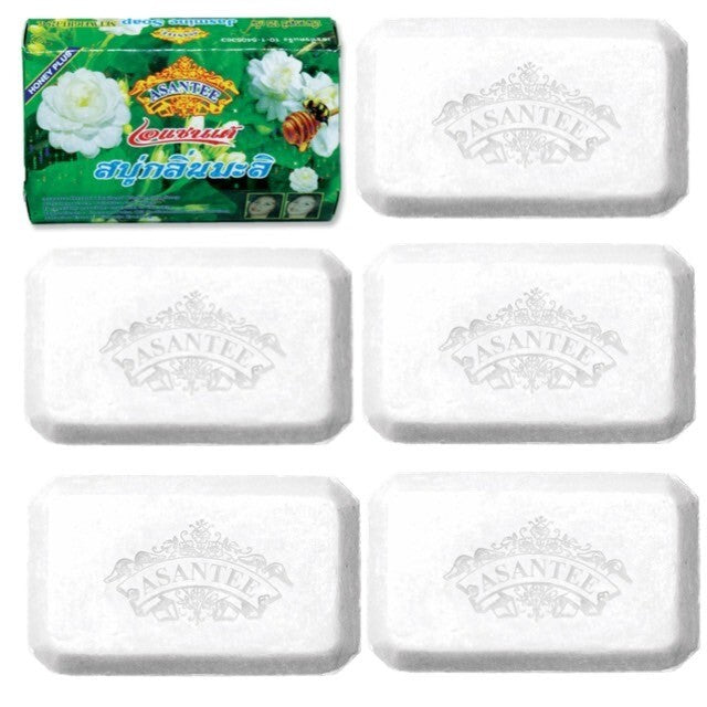 Asantee Jasmine & Honey Herbal Soap – Nourishing, Brightening & Aromatic Skincare – 6 Bars x 125g – Thai Natural Soap