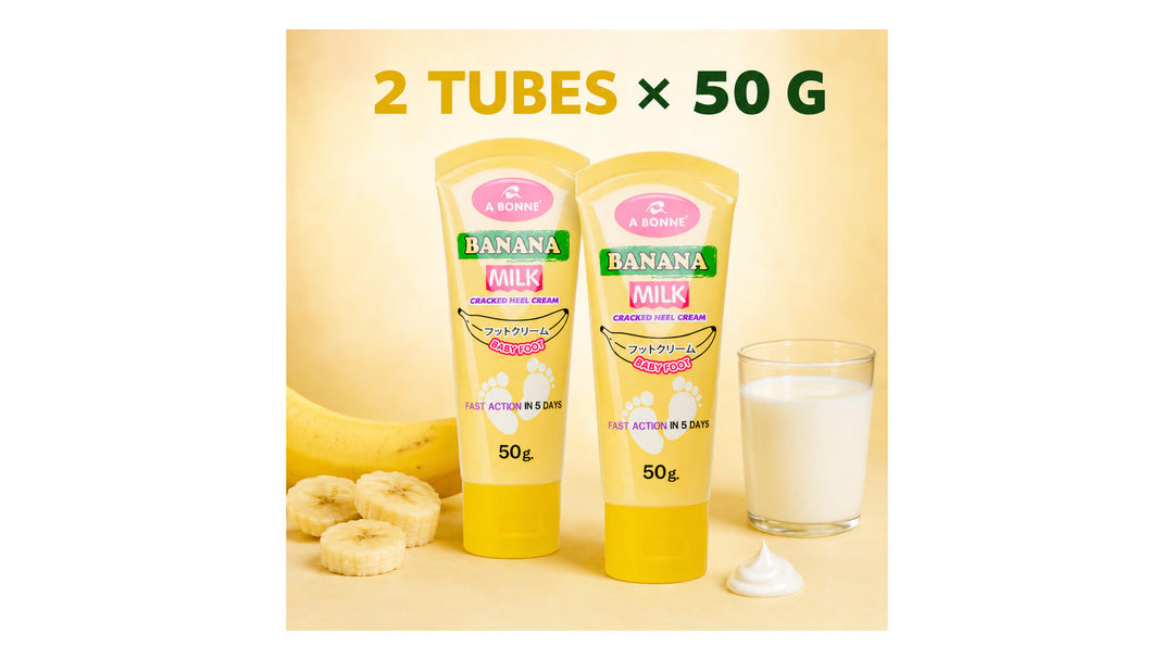 A BONNE Banana Milk Foot Cream twin pack with two 50 g tubes