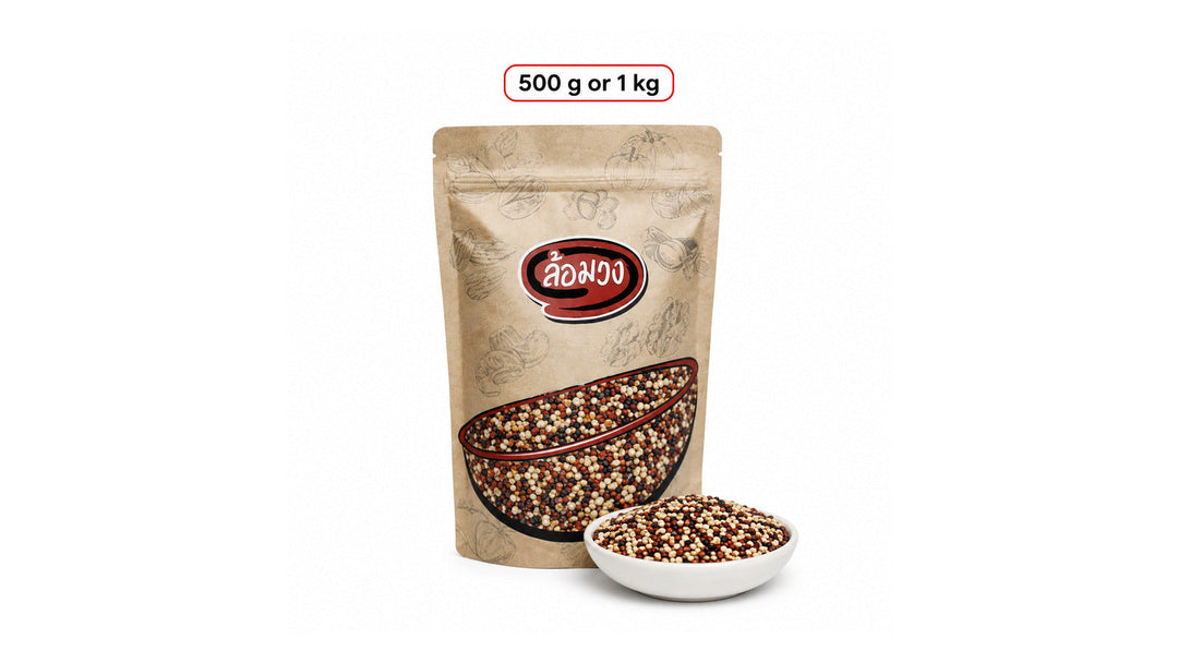 Rom-Wong three-colour quinoa pouch with grains shown