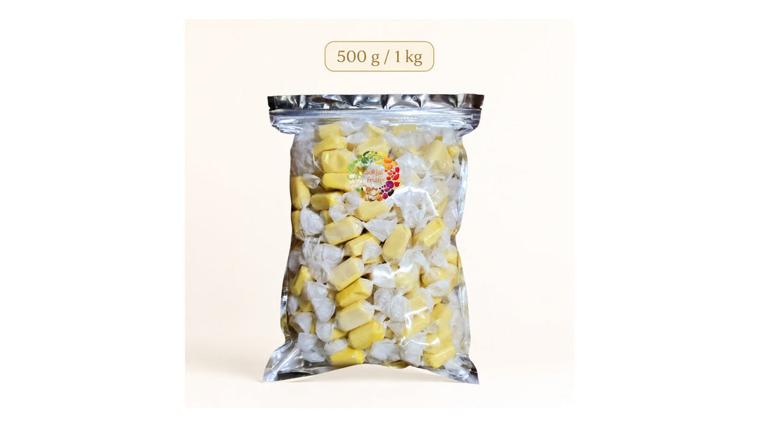Sukjai Fruit durian milk toffee pouch with individually wrapped pieces