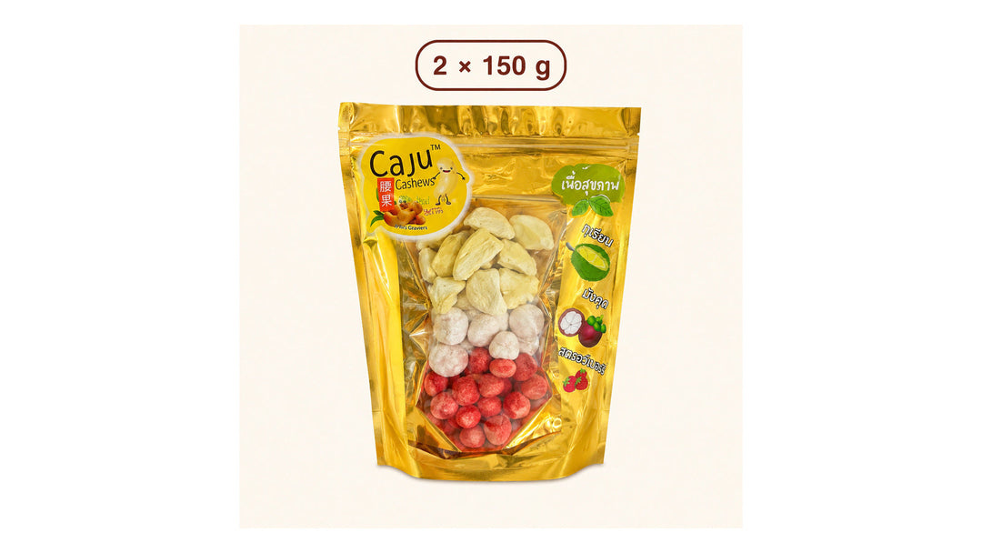 Freeze-dried Thai fruit mix with durian, mangosteen and strawberry