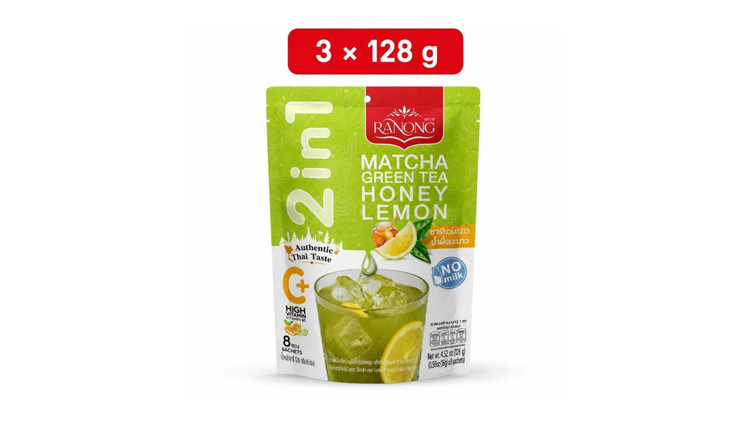 Ranong Matcha Green Tea Honey Lemon no-milk three-pack