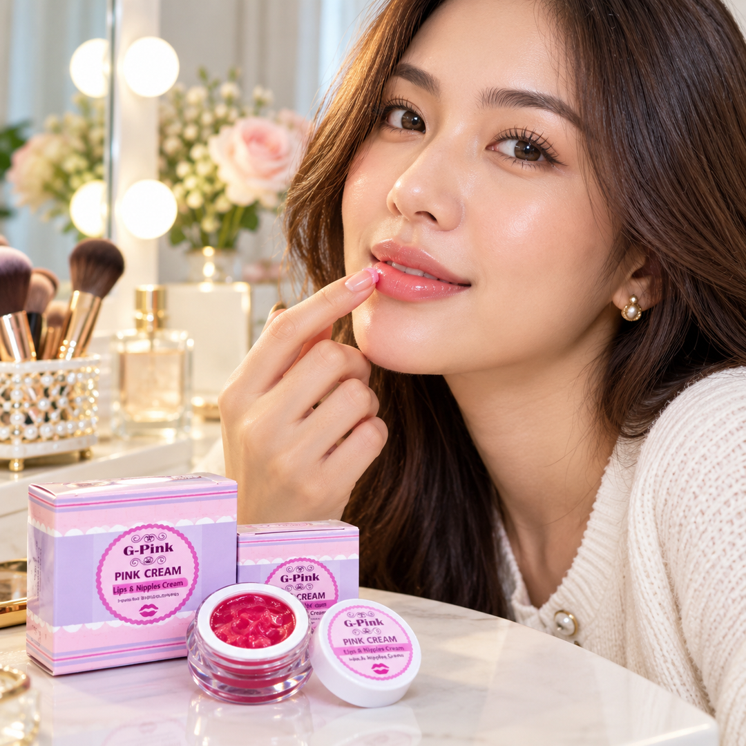 G-Pink cream used on lips