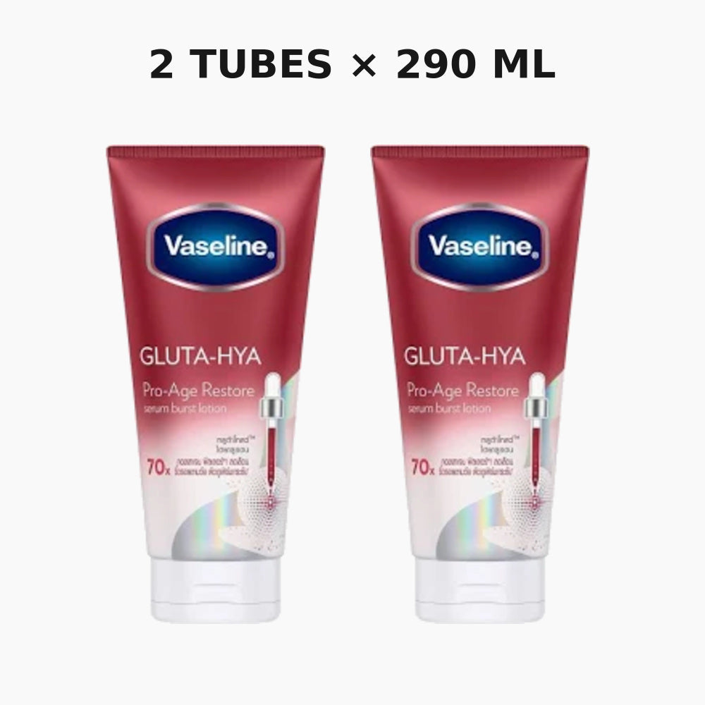Two Vaseline Gluta-Hya Pro-Age Restore 290ml serum burst body lotion tubes