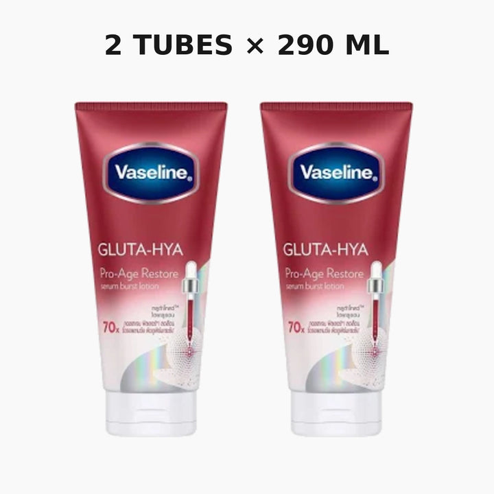 Two Vaseline Gluta-Hya Pro-Age Restore 290ml serum burst body lotion tubes