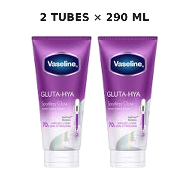 Two tubes of Vaseline Gluta-Hya Spotless Glow body lotion, 290 ml each