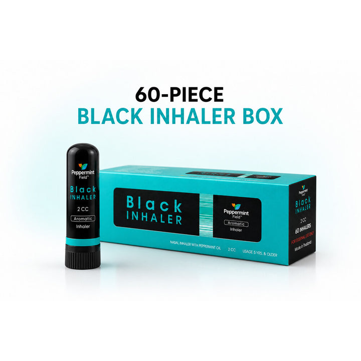 Peppermint Field Black Inhaler full box of 60 product arrangement