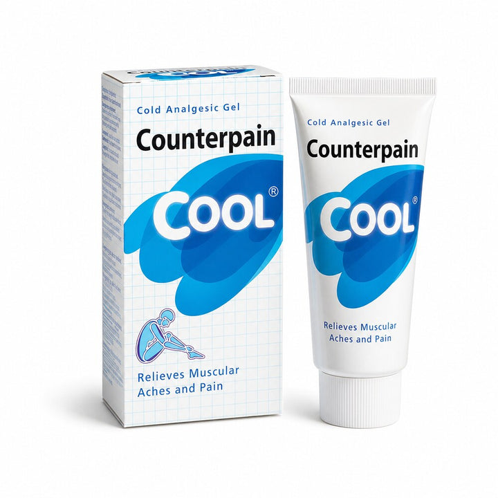 Counterpain Cool Cold Analgesic Gel 100g tube and retail box detail