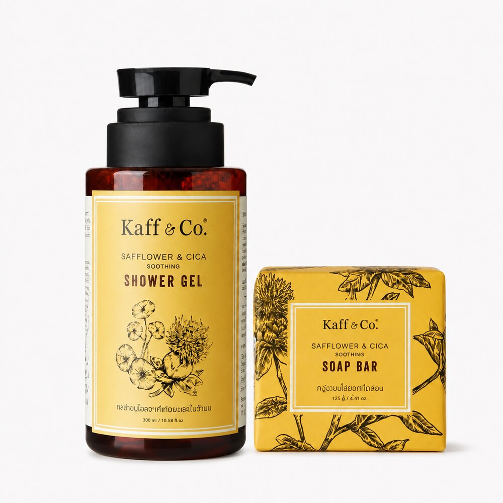 Kaff & Co Safflower and Cica Shower Gel 300ml with Soap Bar 125g