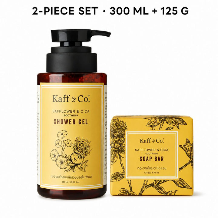 Kaff & Co Safflower and Cica Shower Gel 300ml and Soap Bar 125g set