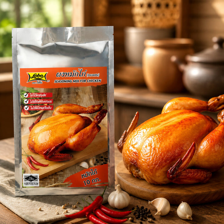 Lobo chicken marinade seasoning with roasted chicken