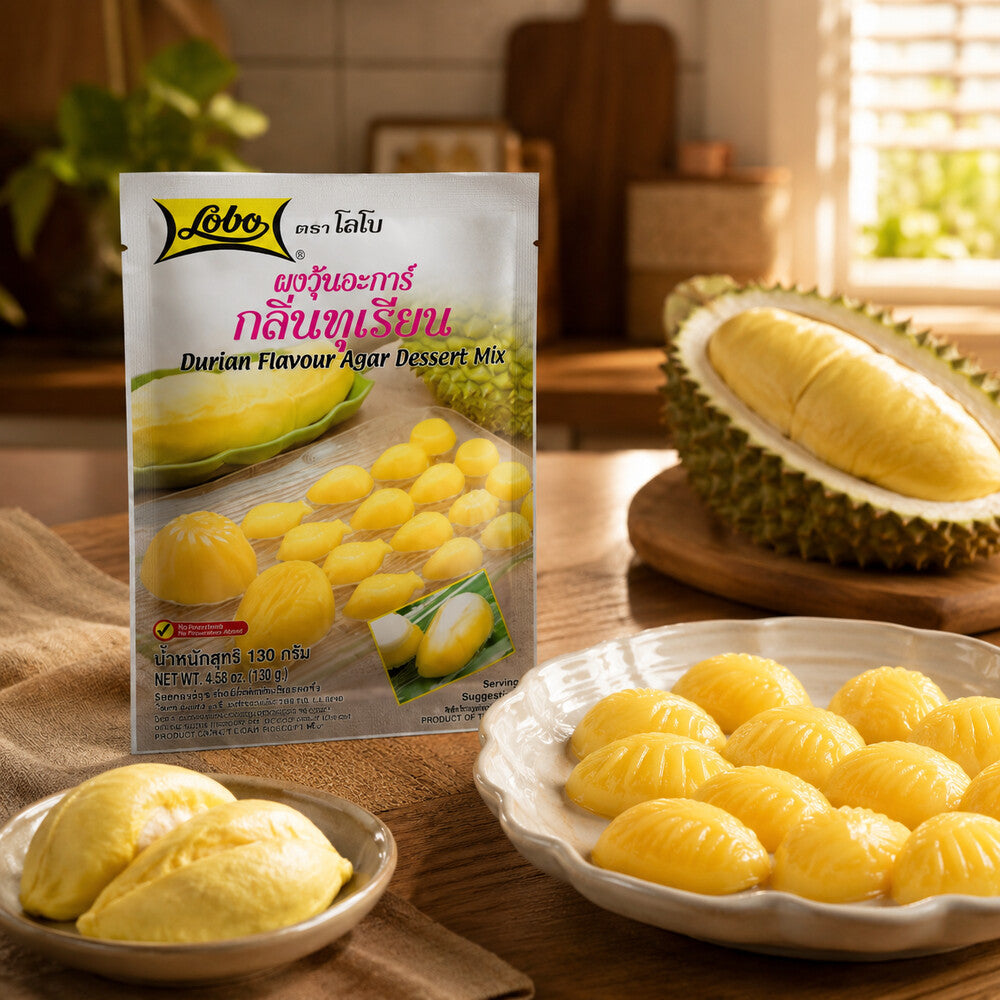 Lobo durian agar dessert with fresh durian