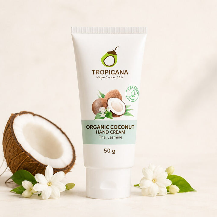 Tropicana Thai Jasmine hand cream with coconut and jasmine flowers