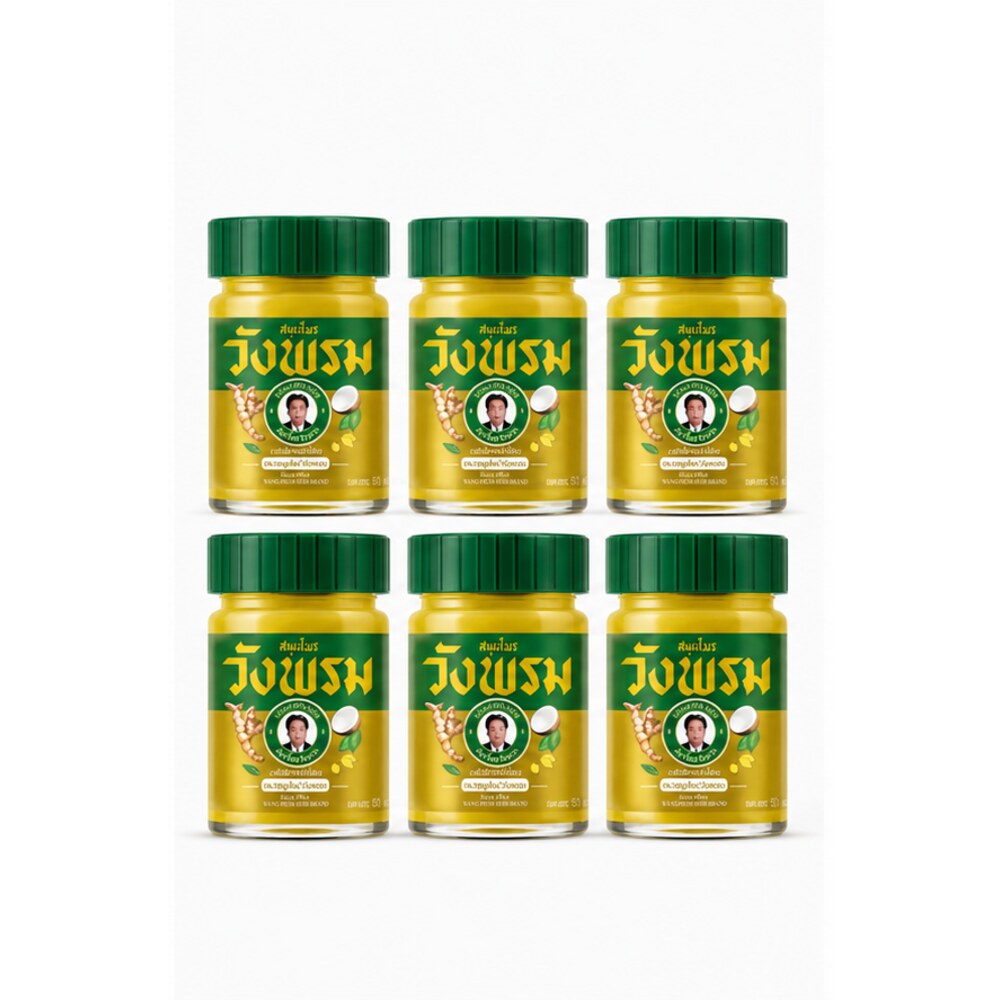 Wang Prom Herbal Balm Gold six-jar set on a white background
