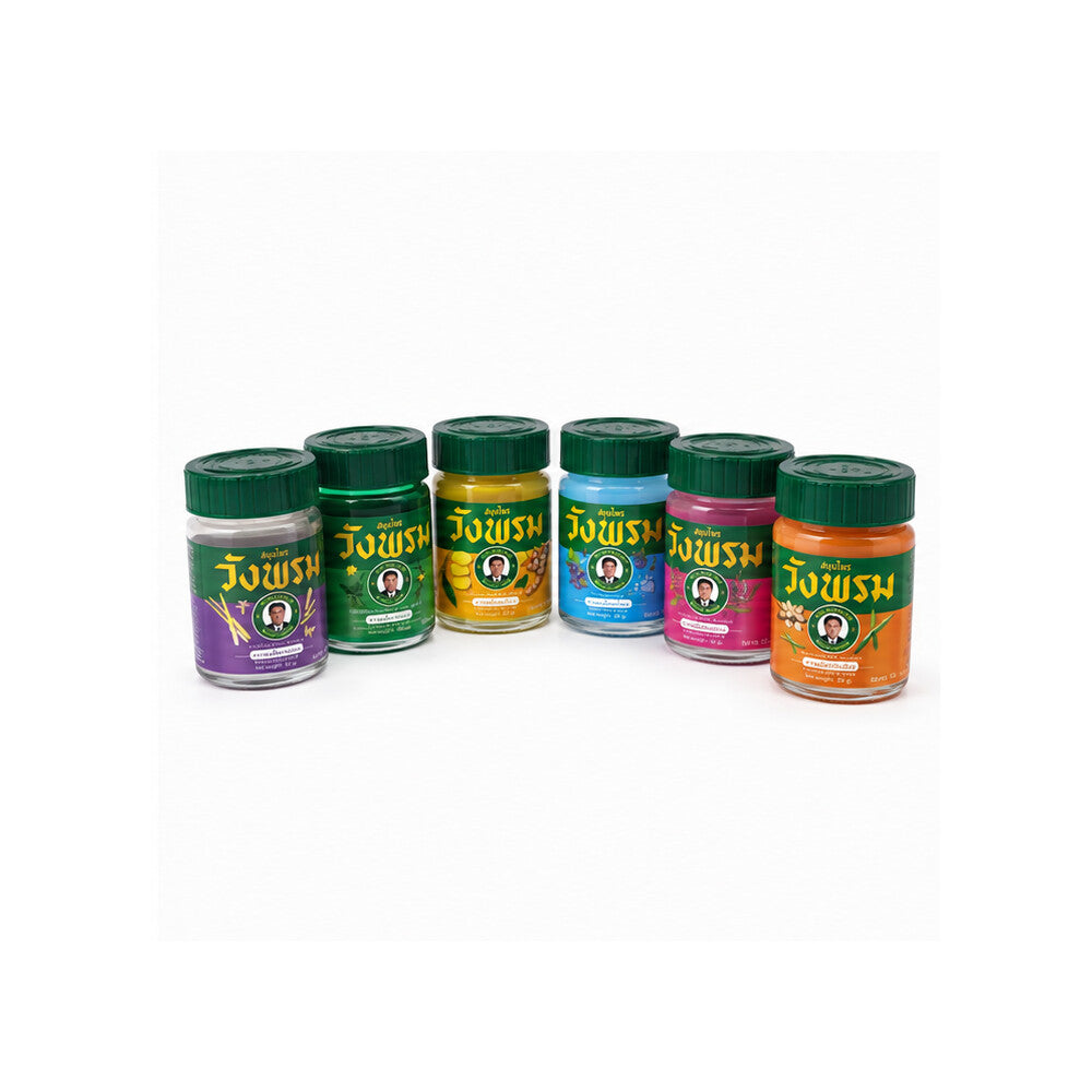 Wang Prom mixed herbal balm set with six colour-coded 50g jars