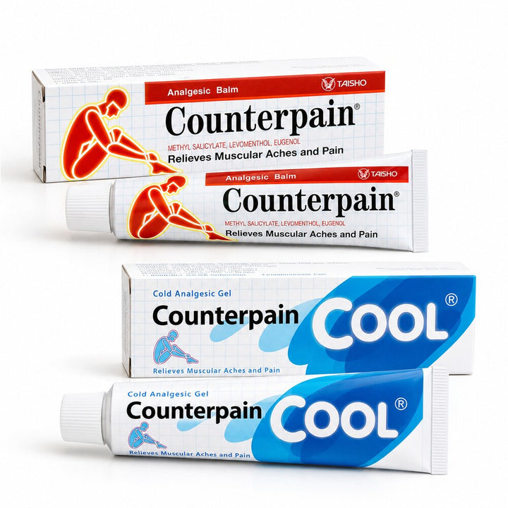 Counterpain Original Analgesic Balm and Cool retail packaging detail