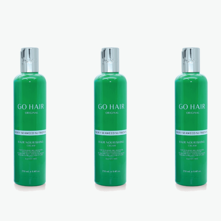 Three bottles of Go Hair Original Silky Seaweed Nutrients 250 ml