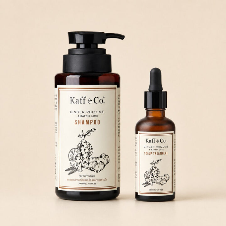 Kaff & Co Ginger Rhizome shampoo and scalp treatment product pair