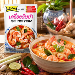 Lobo Tom Yum Paste with prepared tom yum soup