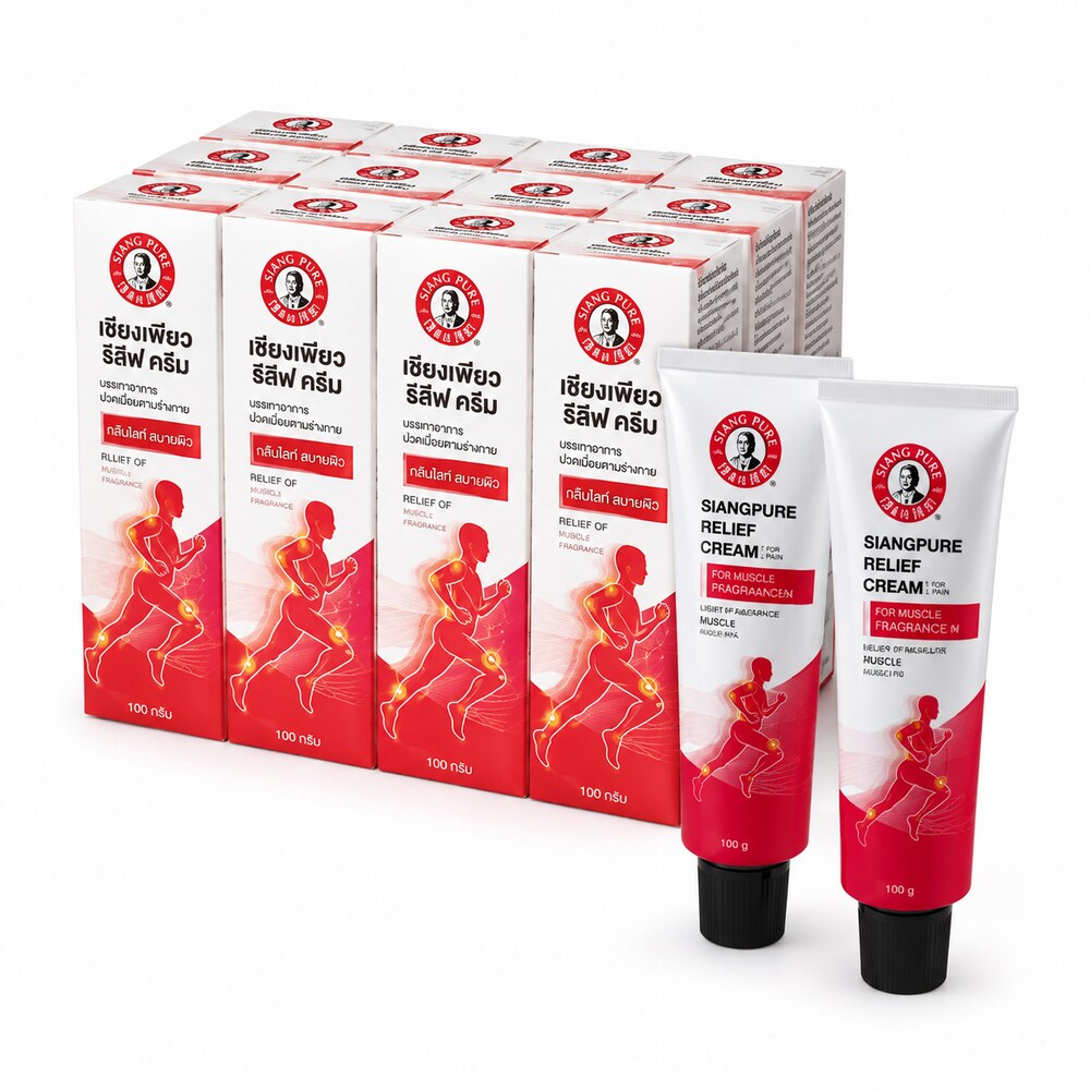 Full pack of twelve Siang Pure Relief Cream 100g tubes with boxes