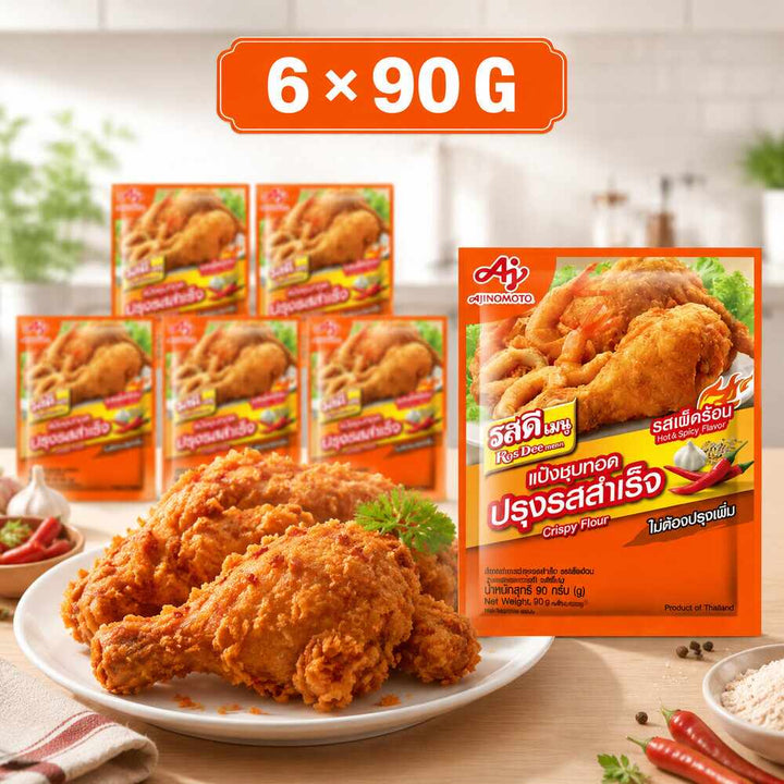 RosDee hot and spicy crispy flour six-pack with fried chicken