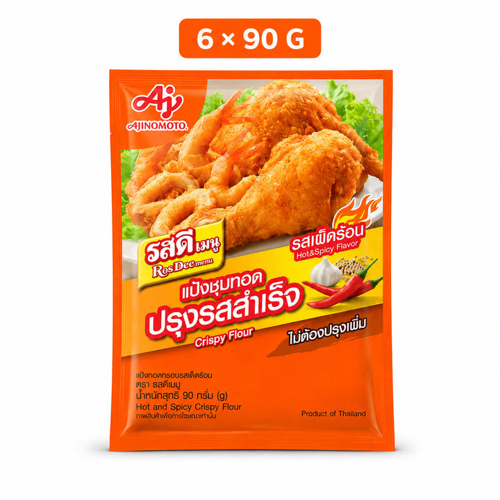 RosDee Menu Hot and Spicy Crispy Fried Flour 90g sachet, 6-pack