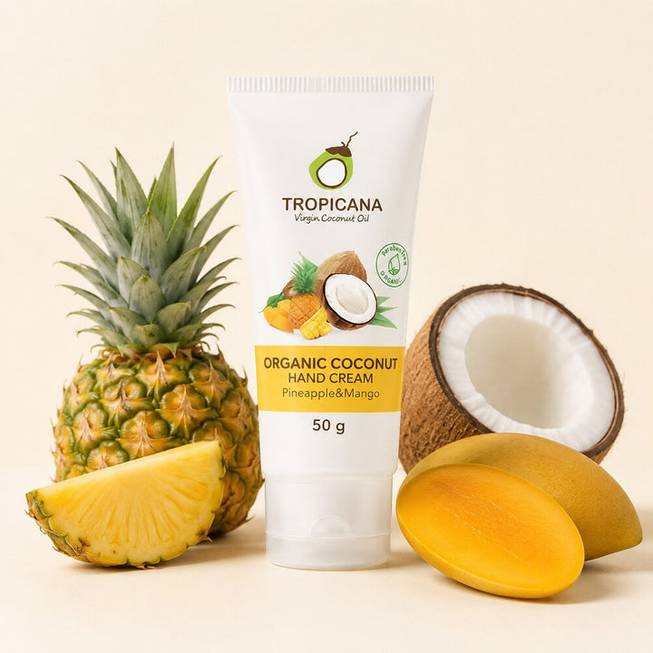 Tropicana Pineapple and Mango hand cream with tropical fruit