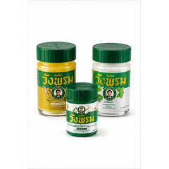 Wang Prom Gold and White balms with herbal inhalant on white